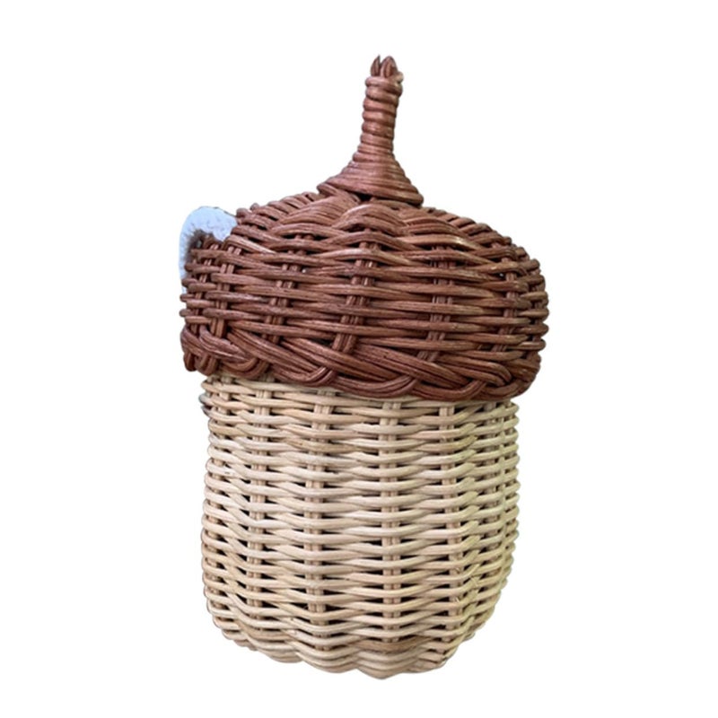Mini Rattan Crossbody Bag Basket Shape Pouch for Boys Girls Fun Photo Prop - Image 2