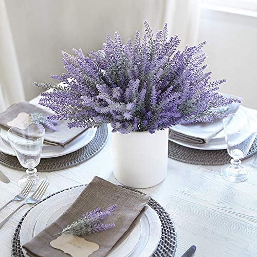 Besteek 10 Bundles Fake Flowers Artificial Lavender Faux Plastic Plants Purple Flowers for Home Decor Wedding Kitchen Garden Patio Porch Window Box Office Table Centerpieces Indoor Outdoor Decorations - Image 2