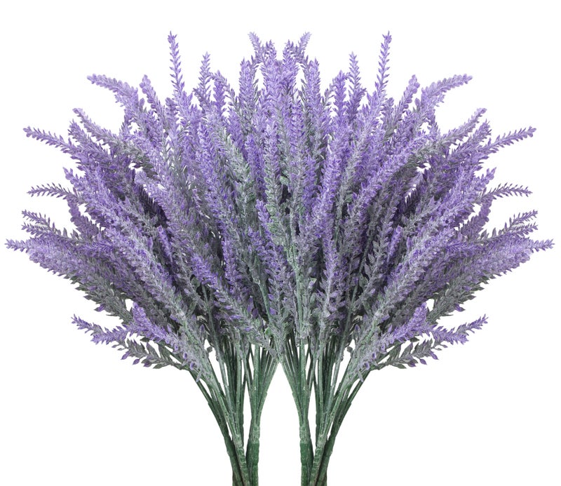 Besteek 10 Bundles Fake Flowers Artificial Lavender Faux Plastic Plants Purple Flowers for Home Decor Wedding Kitchen Garden Patio Porch Window Box Office Table Centerpieces Indoor Outdoor Decorations - Image 1