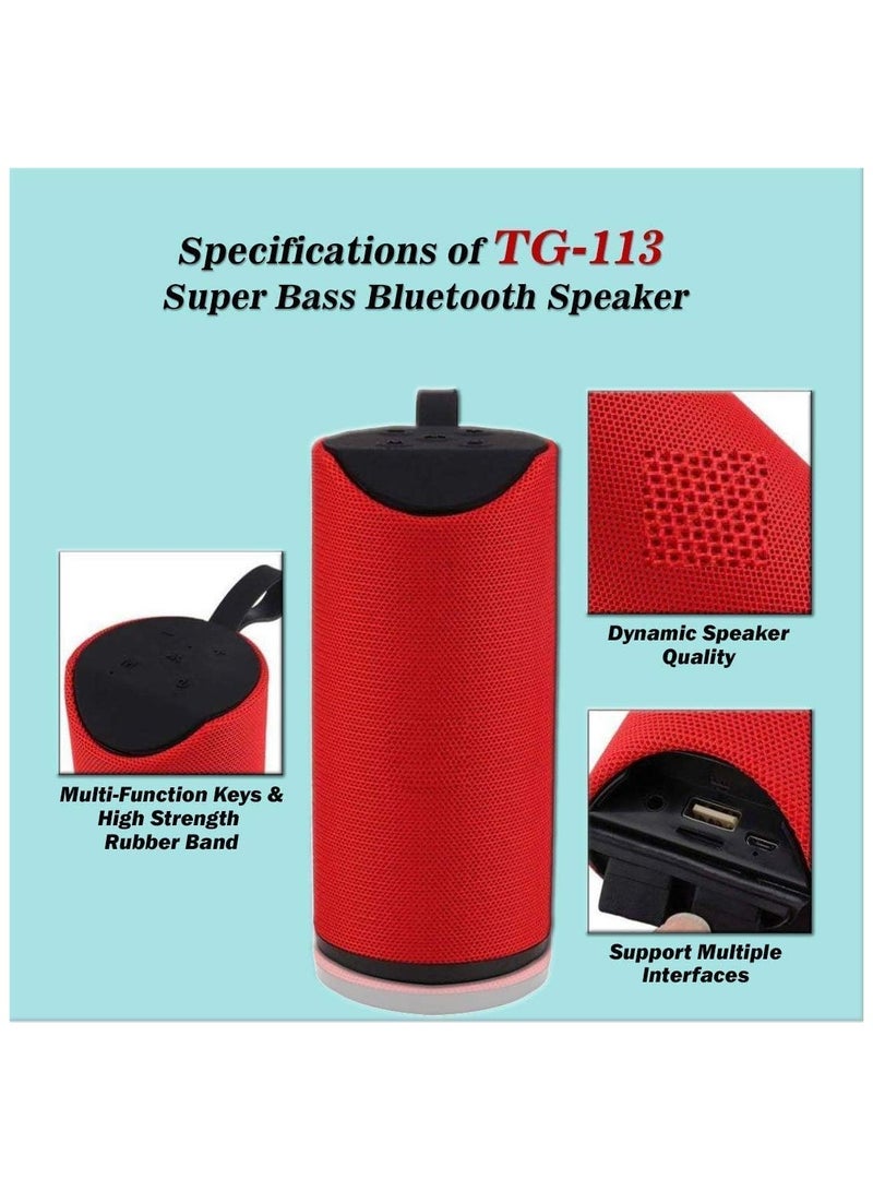 ASGTRADE TG-113 مكبر صوت بلوتوث مقاوم لرذاذ الماء مع ميكروفون مدمج، USB، محرك عمومي، بطاقة TF وفتحة AUX يمكن توصيله بسهولة مع جميع الأجهزة التي تدعم تقنية البلوتوث - اللون الأحمر - Image 4