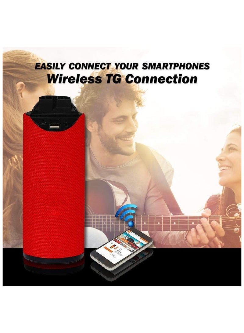 ASGTRADE TG-113 مكبر صوت بلوتوث مقاوم لرذاذ الماء مع ميكروفون مدمج، USB، محرك عمومي، بطاقة TF وفتحة AUX يمكن توصيله بسهولة مع جميع الأجهزة التي تدعم تقنية البلوتوث - اللون الأحمر - Image 3