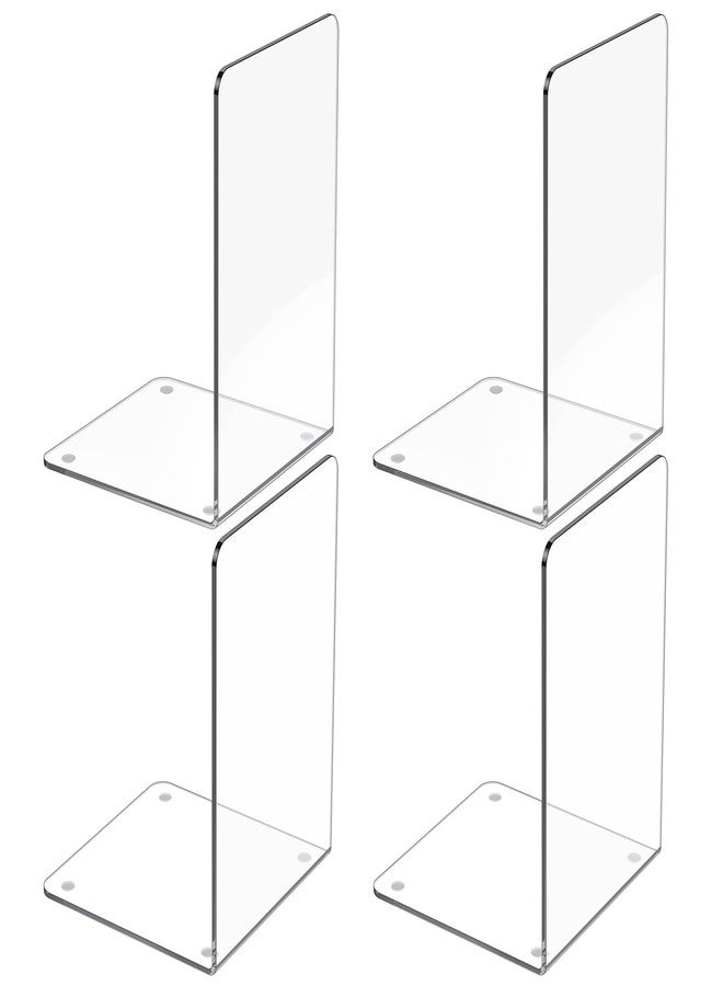 Dooiclear Acrylic Bookends 4 Pcs, Clear Book Ends for Shelves, Transparent Bookend Organizer, Book Holder Stand Decorative, Book Stoppers for Heavy Duty Books, CD, File, Video Games - Image 1
