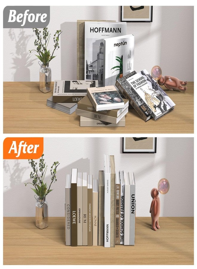 Dooiclear Acrylic Bookends 4 Pcs, Clear Book Ends for Shelves, Transparent Bookend Organizer, Book Holder Stand Decorative, Book Stoppers for Heavy Duty Books, CD, File, Video Games - Image 4