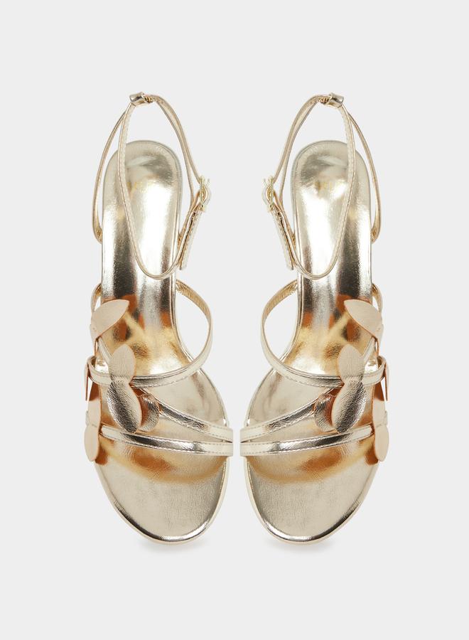 Styli Ankle Strap Metallic Heel Sandals - Image 5