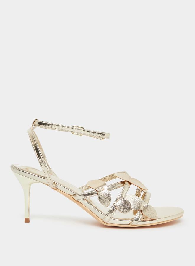 Styli Ankle Strap Metallic Heel Sandals - Image 1