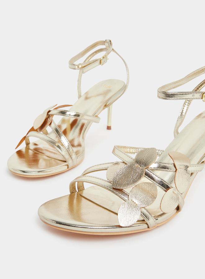 Styli Ankle Strap Metallic Heel Sandals - Image 3