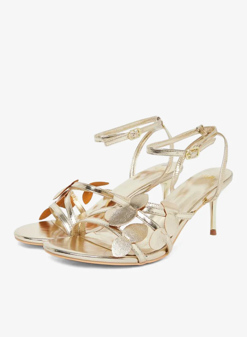 Styli Ankle Strap Metallic Heel Sandals