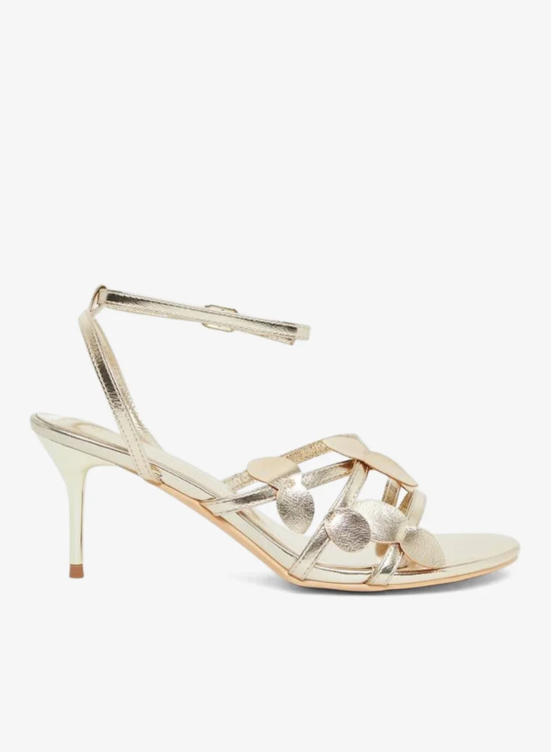 Styli Ankle Strap Metallic Heel Sandals