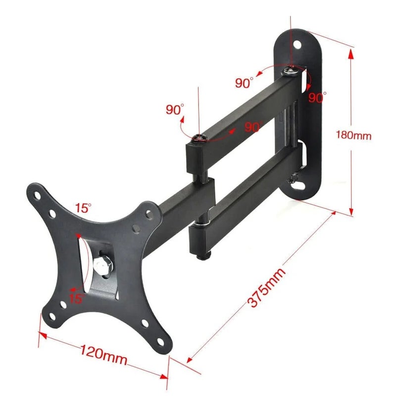 BEETEC Single Arm Swivel TV Wall Mount for 14-32 Inch Flat Panel TVs up to 12 kg/26 lbs and up to 100x100 VESA, Free-Tilting and Swiveling Arm for Enhanced Viewing, Black - TF-102S - Image 3