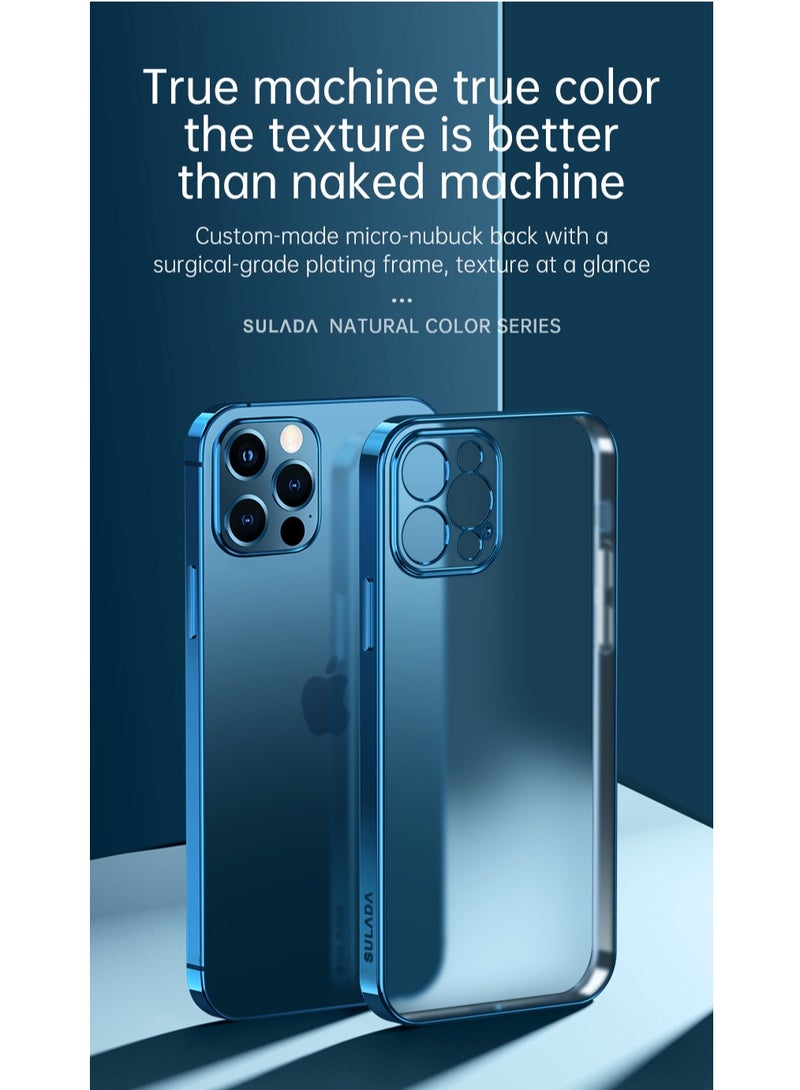 SULADA Suitable for iPhone 14 Pro Max 6.7 inch Matte Plated Mobile Phone Case Translucent Protective Soft Shell Blue - Image 3