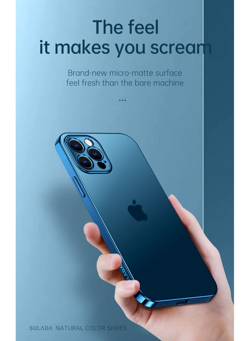 SULADA Suitable for iPhone 14 Pro Max 6.7 inch Matte Plated Mobile Phone Case Translucent Protective Soft Shell Blue - Image 4