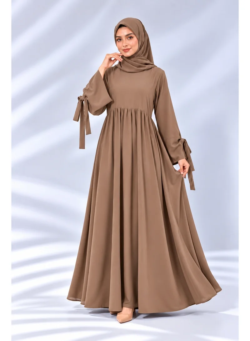 Ophelia Refka Crew Neck Tie-Cuff Modest Casual Maxi Dress with Matching Hijab