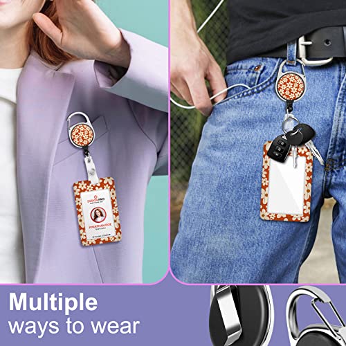 Toykee ID Badge Holder with Lanyard and Retractable Badge Reel Clip, Retro Flowers Floral Bouquet Card Name Tag Lanyard Vertical ID Protector Bage Clips for Women Nurse Doctor Teacher Student Red - Image 5
