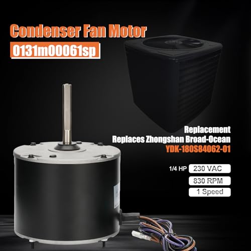 Knocokie 0131M00061SP, 1/4 Hp Condenser Fan Motor Replaces Goodman Condenser Fan Motor, Zongshan Broad-Ocean YDK-180S84062-01-830 RPM, 1-Speed, Replaces Amana Janitrol P/N: 0131M00014PS - Image 2