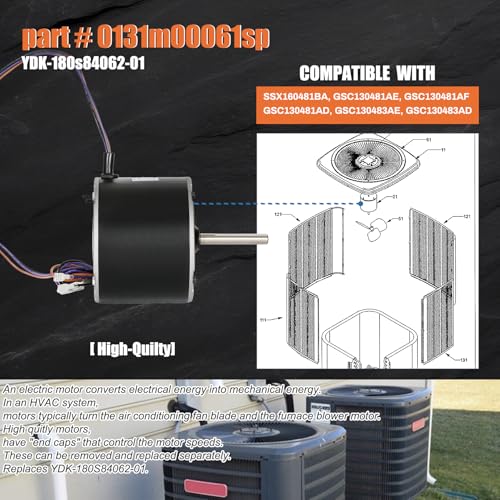 Knocokie 0131M00061SP, 1/4 Hp Condenser Fan Motor Replaces Goodman Condenser Fan Motor, Zongshan Broad-Ocean YDK-180S84062-01-830 RPM, 1-Speed, Replaces Amana Janitrol P/N: 0131M00014PS - Image 5