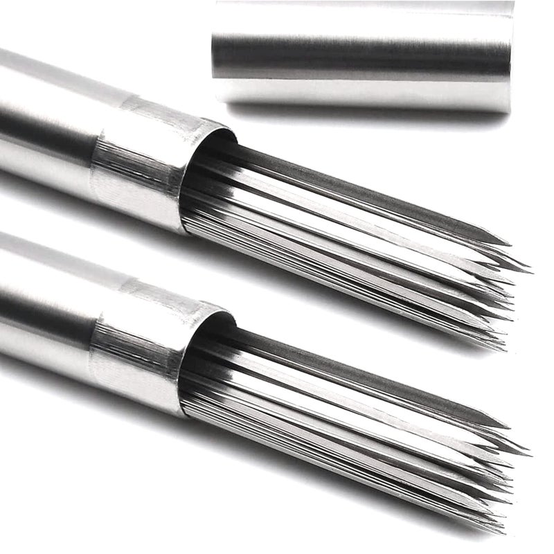 Killer's Instinct Outdoors سيخ الشواء المعدني المسطح من كيلرز إنستينكت في الهواء الطلق، أعرض وأسمك، مصنوع من الفولاذ المقاوم للصدأ، أعواد شواء قابلة لإعادة الاستخدام، مجموعة من 24 سيخ كباب معدني للشواء 14016005