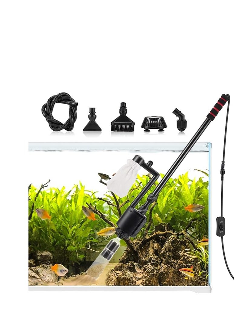 AQQA Aquarium Gravel Cleaner Siphon Kit,6 in 1 Electric Vacuum Fish Tank Water Changer Set, Aquarium Siphon Vacuum Cleaner for Absorb Dirt, Wash Sand Controller - Image 1