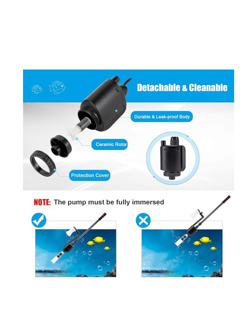 AQQA Aquarium Gravel Cleaner Siphon Kit,6 in 1 Electric Vacuum Fish Tank Water Changer Set, Aquarium Siphon Vacuum Cleaner for Absorb Dirt, Wash Sand Controller - Image 3