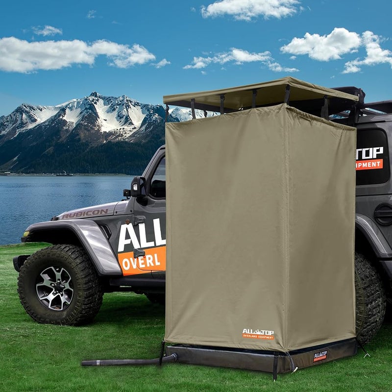 ALL-TOP Vehicle Awning Shower Room with Roof, 3.3ft x 3.3ft, Privacy Shelter Restroom with LED Light, Waterproof Carside Shower Tent Overland - Image 1