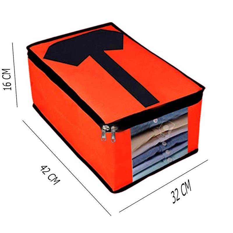 Rudraksh Rudraksh T Shirt Covers Storage Bags for wardrobe Organizer Shirts Organiser and Clothing Box For Closet Clothes Non Woven Red Pack of 2  - Image 3