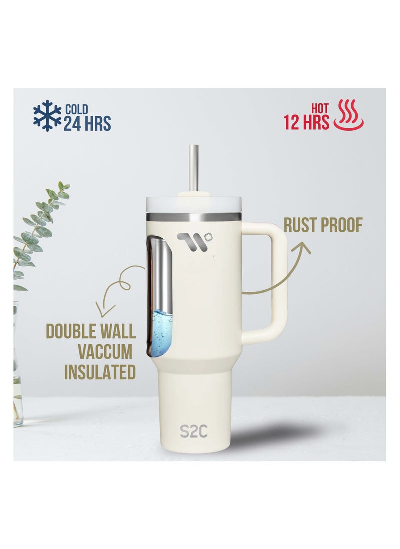 S2C - S2C 40oz Stainless Steel Tumbler with Handle & Straw – Double Wall Vacuum Insulated Travel Mug – Leak-Resistant, BPA-Free, Fits Car Cup Holder - Image 1