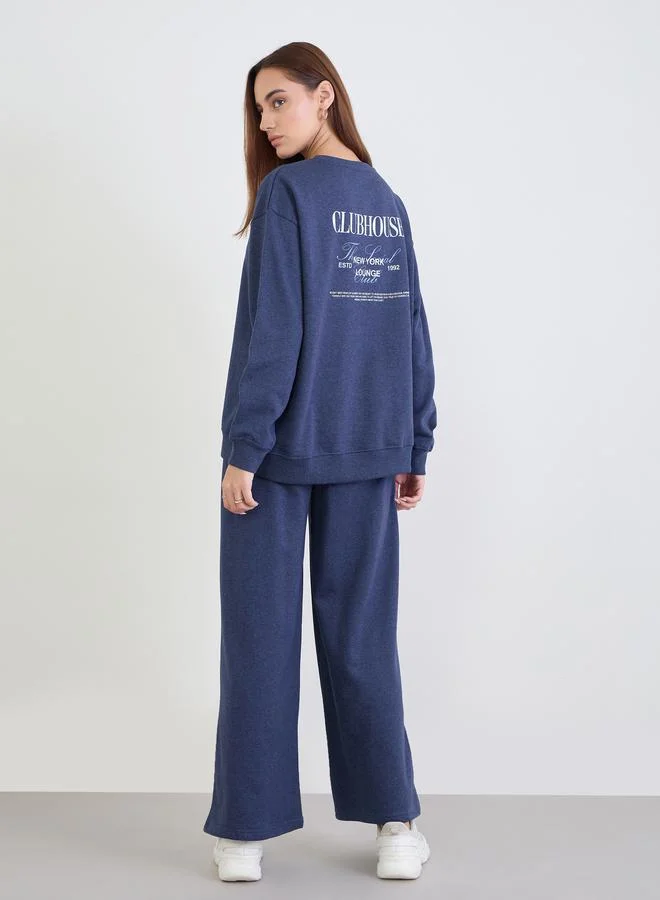 Styli Styli Dark Blue Longline Sweatshirt and Joggers Co-Ords