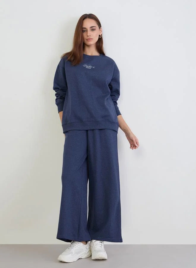 Styli Styli Dark Blue Longline Sweatshirt and Joggers Co-Ords