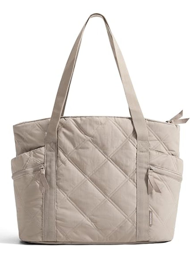 BAGSMART Tote Bag for Women, Puffer Tote Bag with Zipper, Travel Essentials Quilted Nurse Bag Carry On Bag Gifts for Women - Image 1