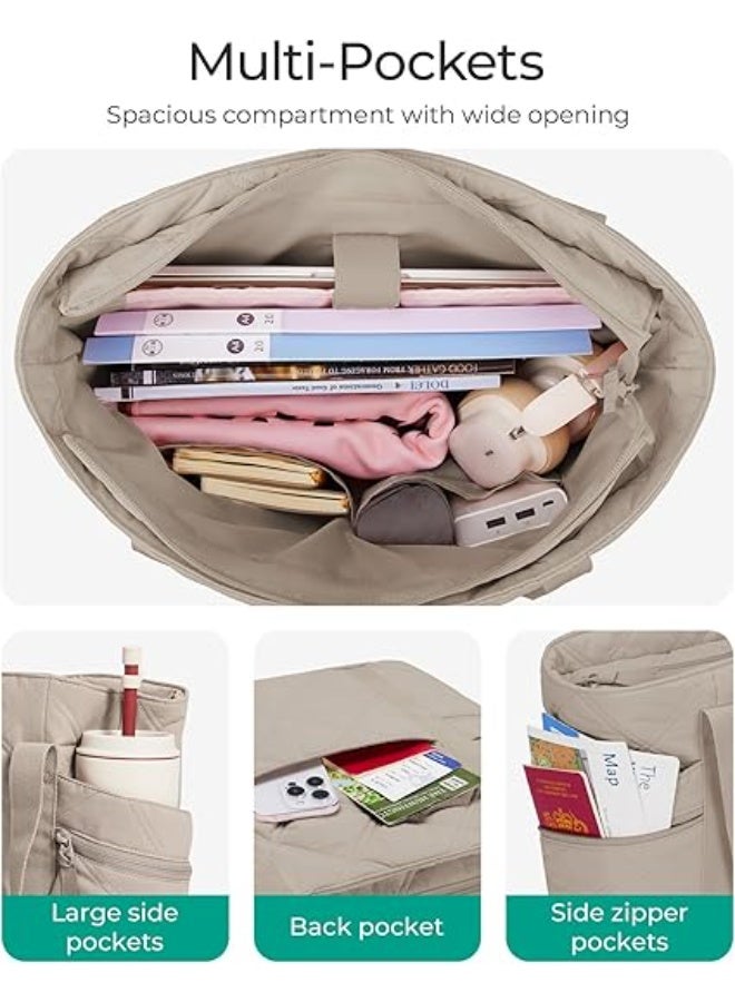 BAGSMART Tote Bag for Women, Puffer Tote Bag with Zipper, Travel Essentials Quilted Nurse Bag Carry On Bag Gifts for Women - Image 3