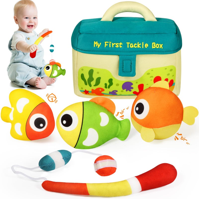 KMUYSL Baby Toys 036912 Months My First Tackle Box Plush Toys 4 Pcs Sensory Playset Soft Toys with Squeaker Crinkle for 012 Months Newborn Infant Birthday for Boys Girls - Image 2