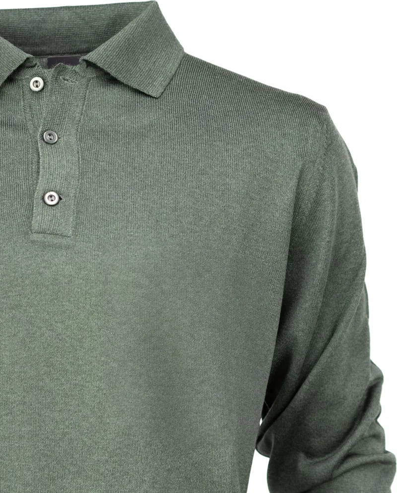 اوبلاند Men's Woolen Woven Sweater Pocketless Polo Collar Solid Color Classic Model Comfortable Cut Full Pattern