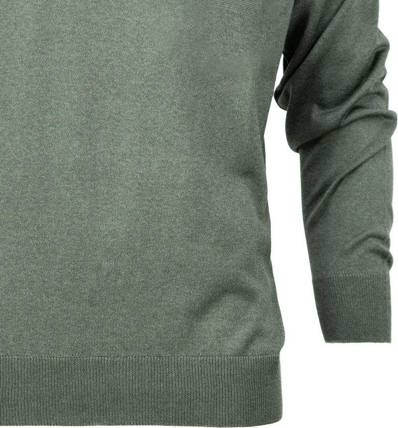 اوبلاند Men's Woolen Woven Sweater Pocketless Polo Collar Solid Color Classic Model Comfortable Cut Full Pattern