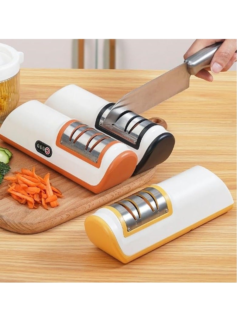 M MIAOYAN 2-stage household electric knife sharpener, kitchen gadget multifunctional artifact, equipped with 4 sharpening ports, suitable for coarse and fine knives  - Image 2