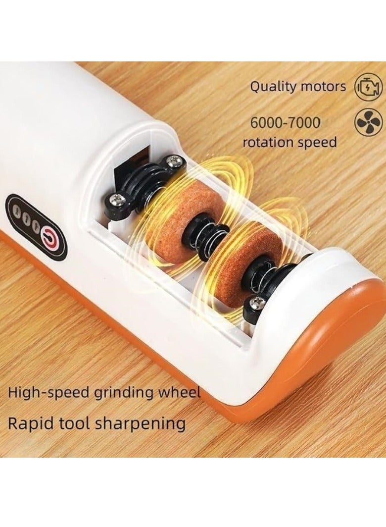 M MIAOYAN 2-stage household electric knife sharpener, kitchen gadget multifunctional artifact, equipped with 4 sharpening ports, suitable for coarse and fine knives  - Image 4