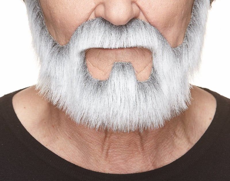 Mustaches Self Adhesive Fake Beard Novelty On Bail False Facial Costume Accessory for Adults Gray with White Color - Image 2