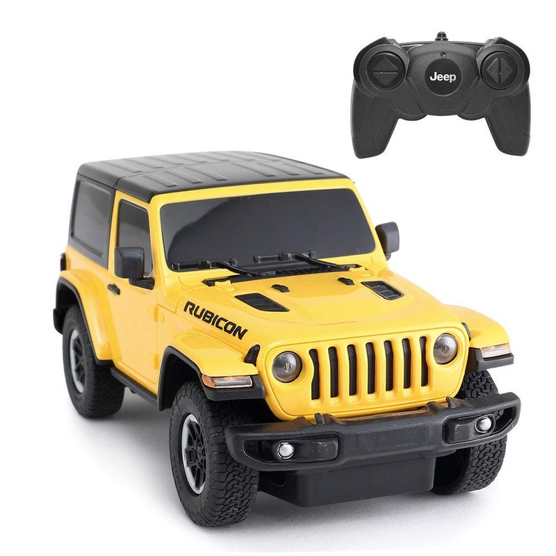 RASTAR RC Toy, 1/24 Scale Wrangler JL Remote Control RC Car, Rubicon Model Vehicle for Kids, Yellow - Image 1
