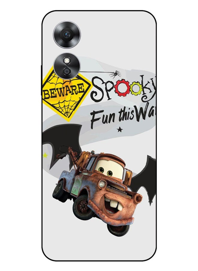 EYE CATCH Printed Protective Case Cover For Oppo A17  -  Beware Spooky Fun This Way - Image 1