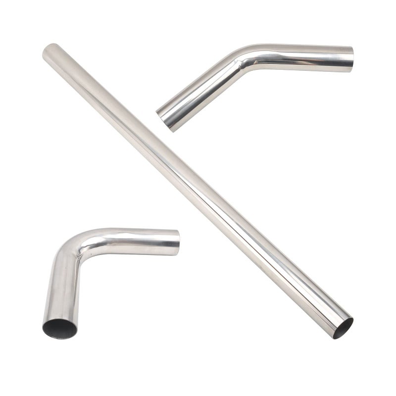 FGJQEFG 4 Inch DIY Custom Mandrel Exhaust Pipe Tube Pipe 40 Inch Straight Pipe 4OD Straight Mandrel Bend Pipe4590 Degree Kits T304 Stainless Steel Universal Fitment 3PCS