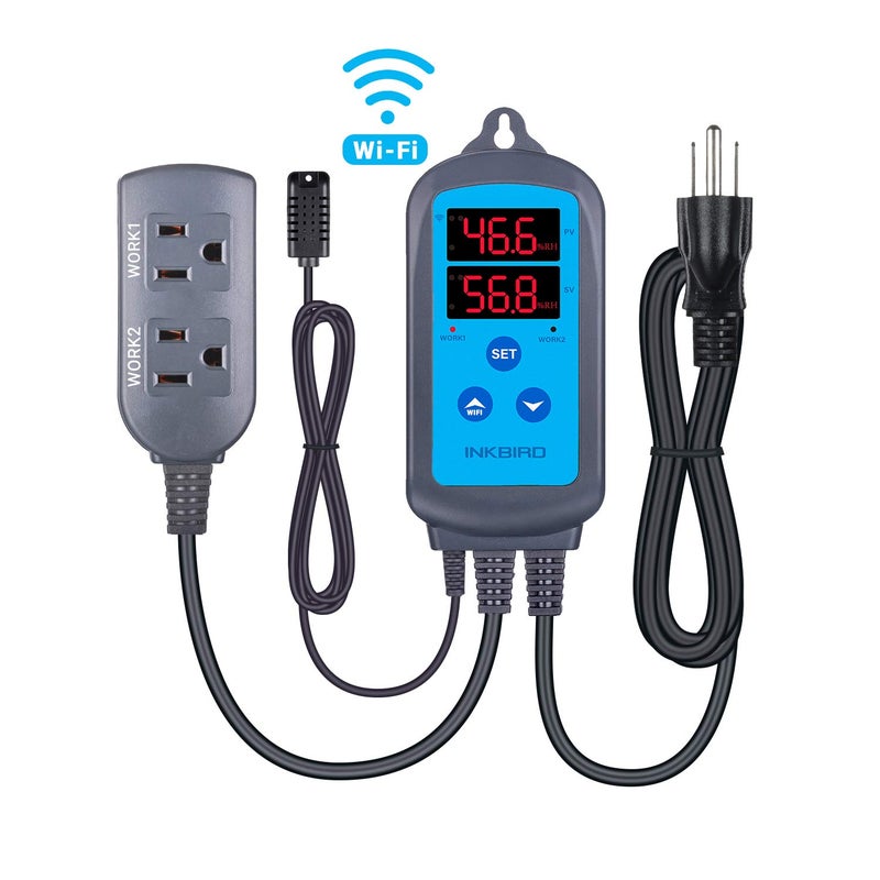 Inkbird Digital Wi-Fi Humidity Controller IHC-200 Dual Outlet Pre-Wired Humidistat for Mushroom Growing Curing Meat Reptile Greenhouse Support Humidifier Dehumidifier Fan iOS&Andriod. - Image 2