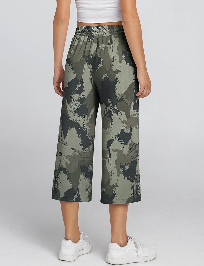 TARSE Yoga Pants for Women Plus Size Capri Casual Wide Leg Yoga Sweatpants Loose Soft Pajamas with Pockets (Camouflage,5XL) - Image 2