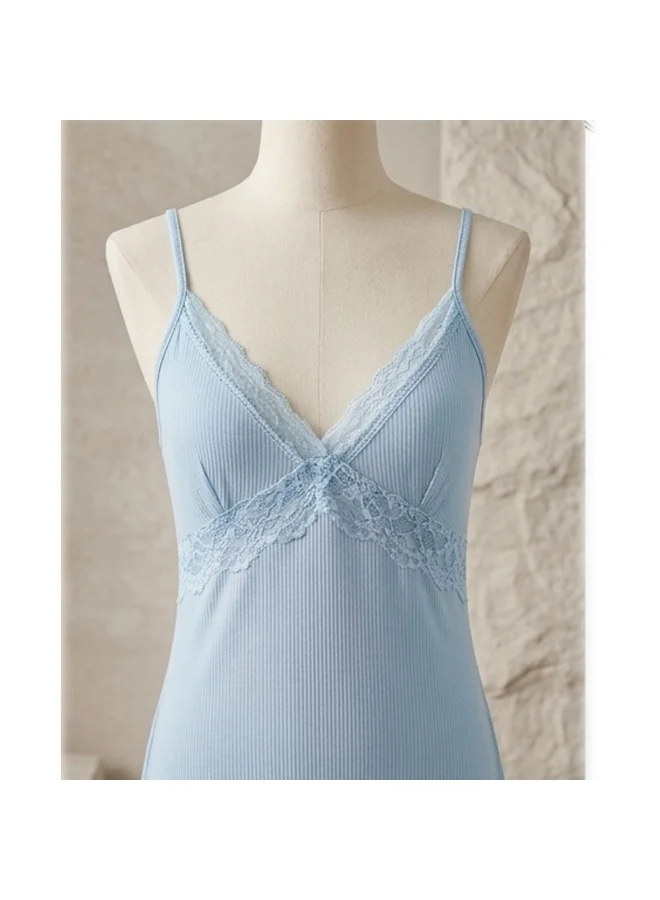 Caprisious  Lace-Trimmed Ribbed Lounge Set – 2-Piece Robe & Nightgown Set for Women | Best Price UAE