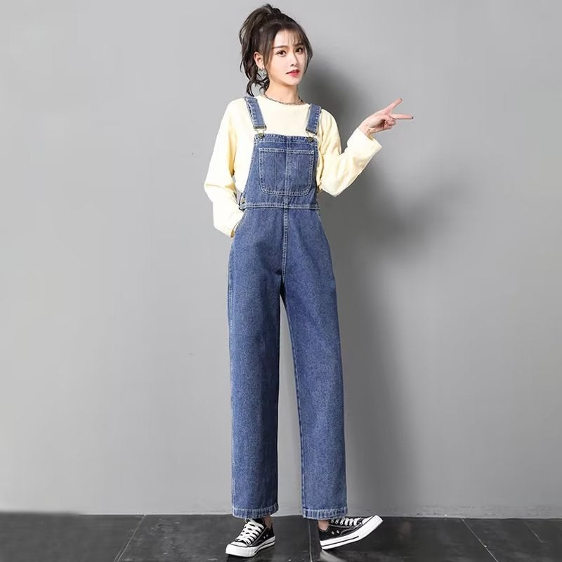 Autumn 2023 Vintage Denim Jumper Dress Plus Size Blue 