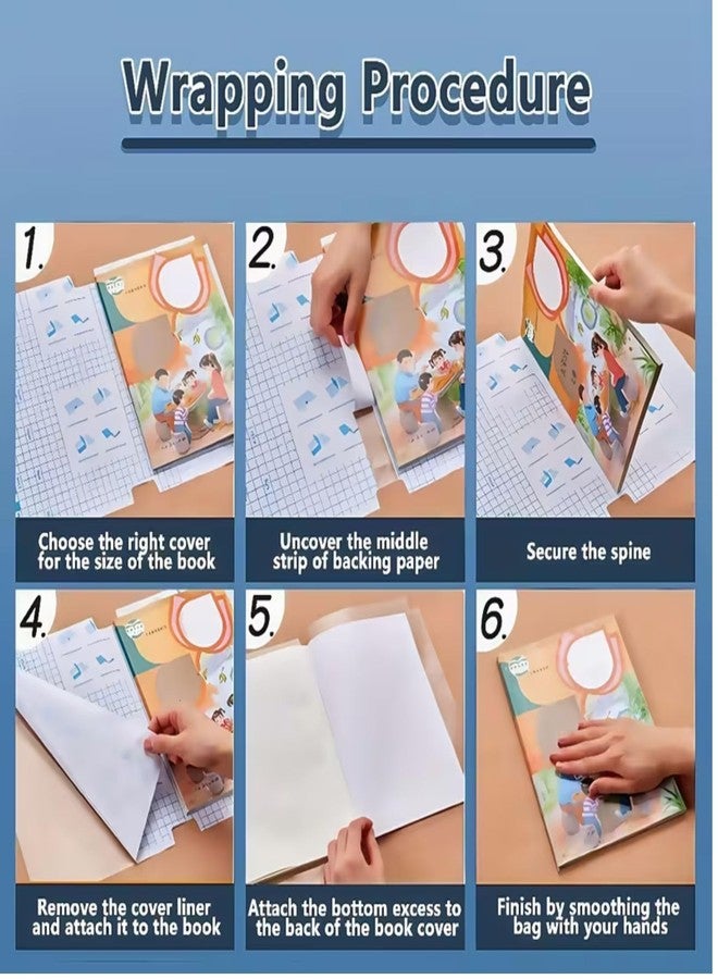 Parssufy Transparent Paper Sticker Book Cover Film Book Binding Cover [60 Pcs- 3 Different Sizes -20 Each] Waterproof Self-Adhesive Book Cover for Office School Textbook Protective Case - Image 4