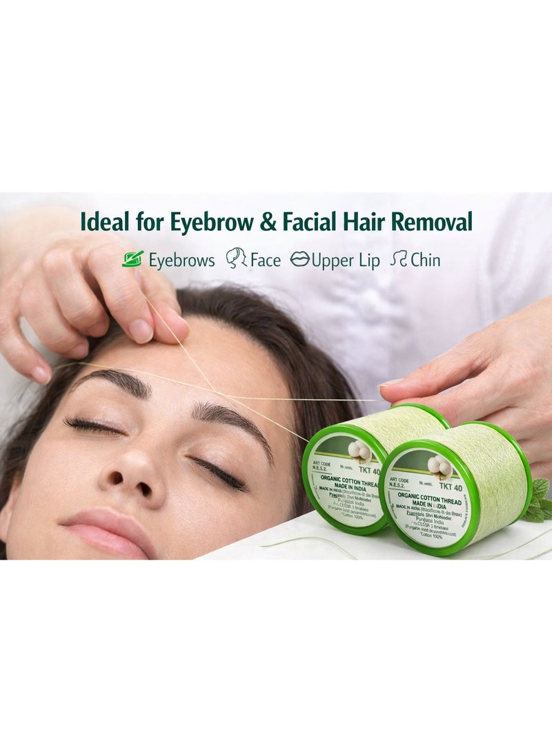 Jagravo Pack of 2 Organic Cotton Eyebrow Thread TKT40 – Smooth & Strong) - Image 2
