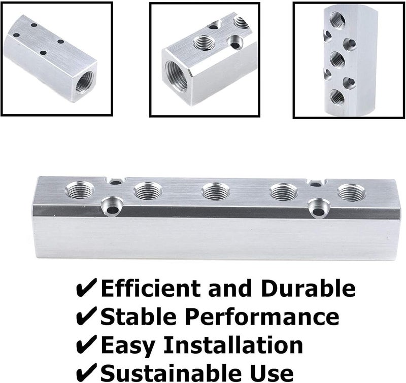 Still Awake 2 Way Pneumatic Manifold Air Distribution Block, G1/2 Supply Port, G1/4-Inch Output Port, Aluminum Alloy - Image 2