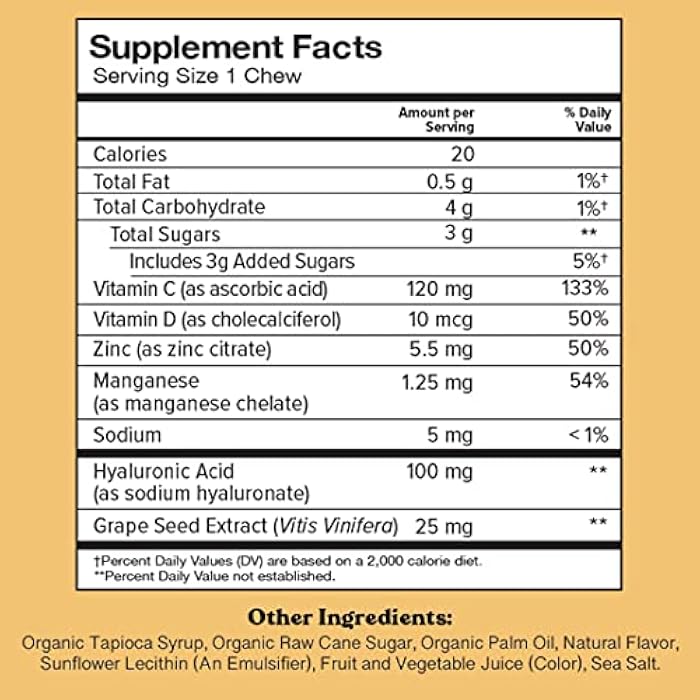 Chewsy Youthful Skin, Fruity Chews Vitamins, Radiance & Hydration Formula, Hyaluronic Acid, Grape Seed Extract, Antioxidants & Minerals, Vitamins Raspberry Lemonade Flavor 30-Day Supply - Image 2