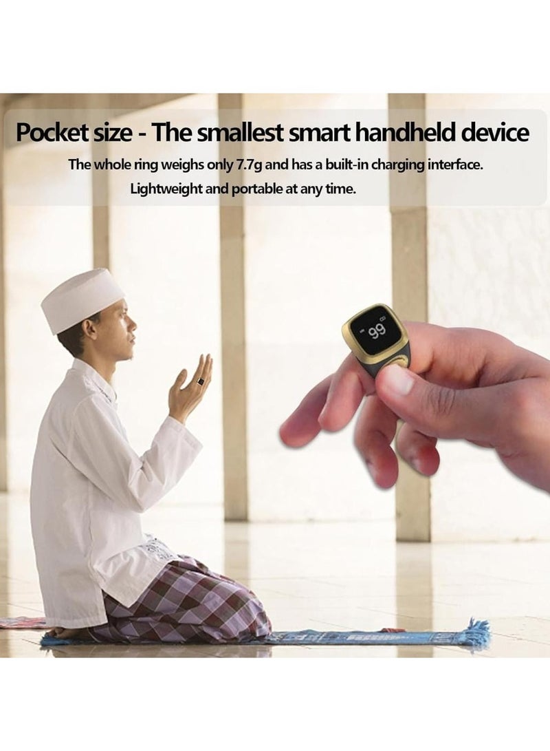 iQIBLA Zikr Ring with 5 Prayer Times Notifications & Digital Tasbih Counter Smart Islamic Ring for Daily Prayers, Compact & Wearable Tasbeeh with OLED Display, Waterproof, Ideal Islamic Gift - Image 4
