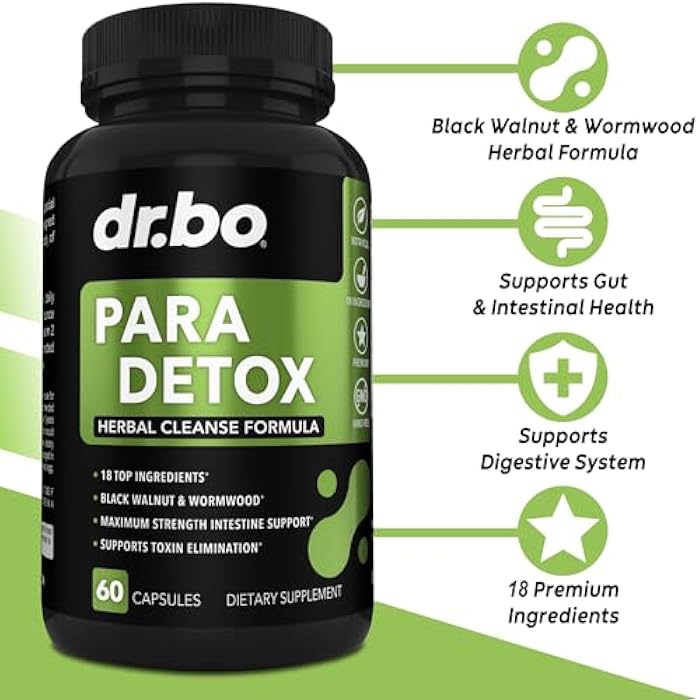 dr.bo DR. BO para Cleanse Human Detox Guard - Intestinal Pills Support for Humans - Pro Gut Health Intestine Supplement Stomach for Adults - Herbal Wormwood Black Walnut Complex & Cloves - 60 Capsules - Image 2