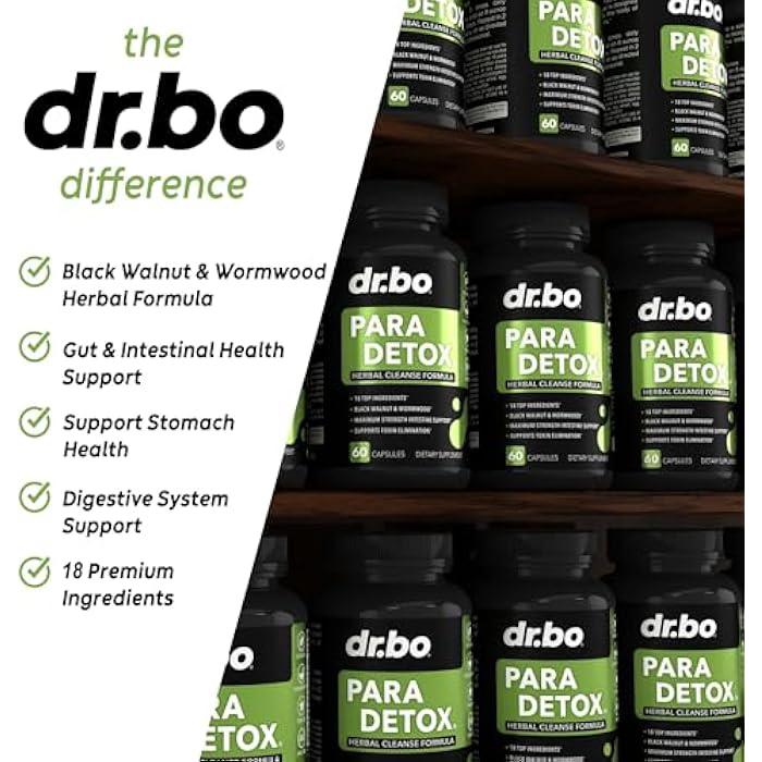dr.bo DR. BO para Cleanse Human Detox Guard - Intestinal Pills Support for Humans - Pro Gut Health Intestine Supplement Stomach for Adults - Herbal Wormwood Black Walnut Complex & Cloves - 60 Capsules - Image 4