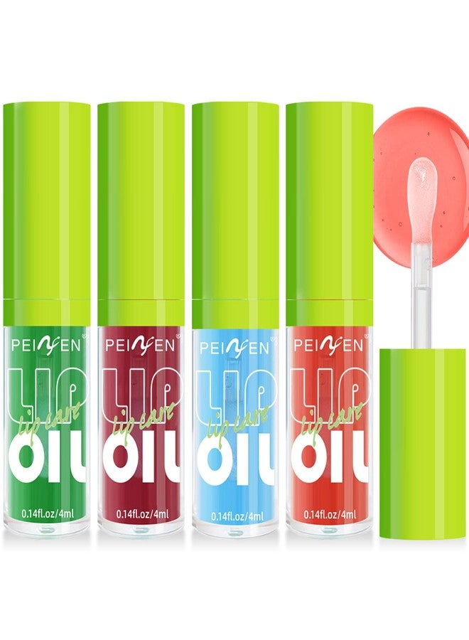 LemonSac 4 PCS Hydrating Lip Oil, Big Brush Head Lip Glaze Shiny Transparent Lip Glow Oil, Nourishing & Non-sticky Long Lasting Fresh Clear Smooth Lip Care Plumping Lip Oil (4PCS) - Image 1